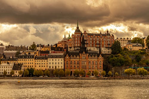 Mariahissen Building on Shore of Stockholm, Sweden