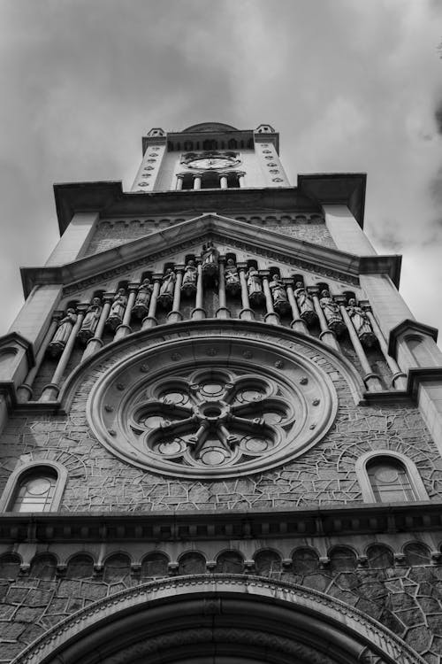 Grayscale Photo of a Concrete Building