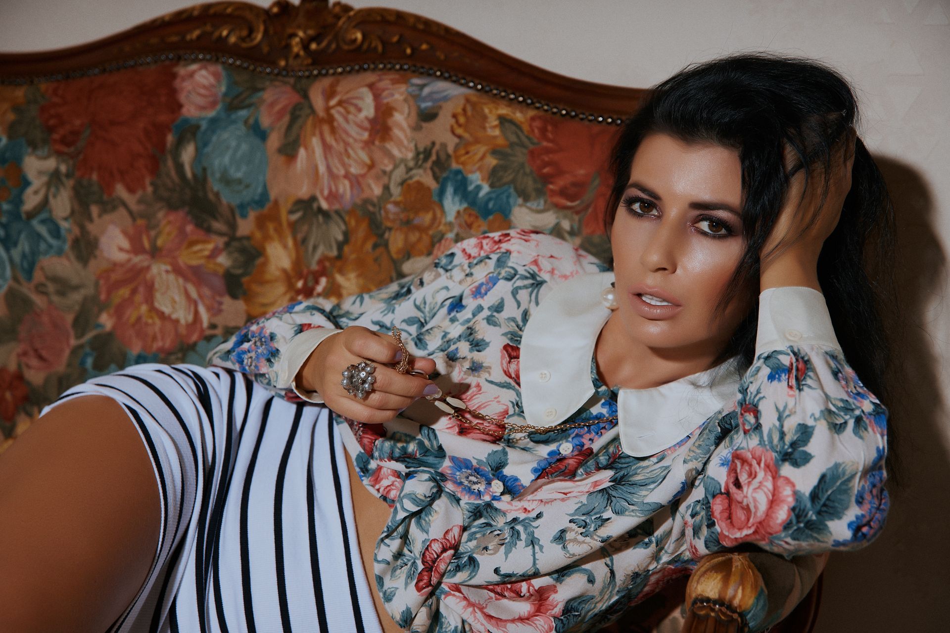 Stylish woman on a sofa