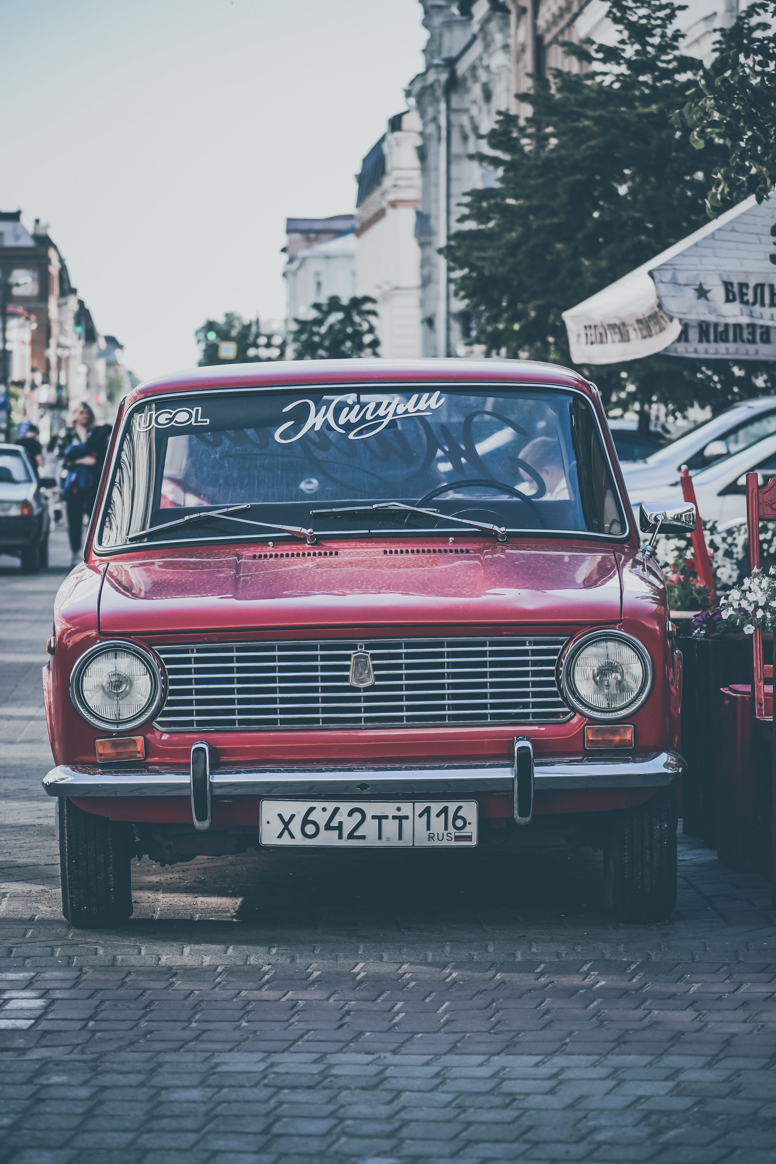 Red Classic Car Parked on the Street · Free Stock Photo
