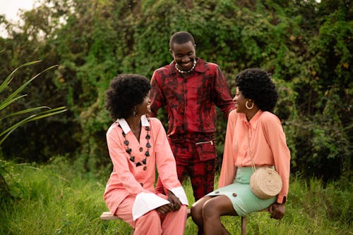 A Man and Women Smiling Together