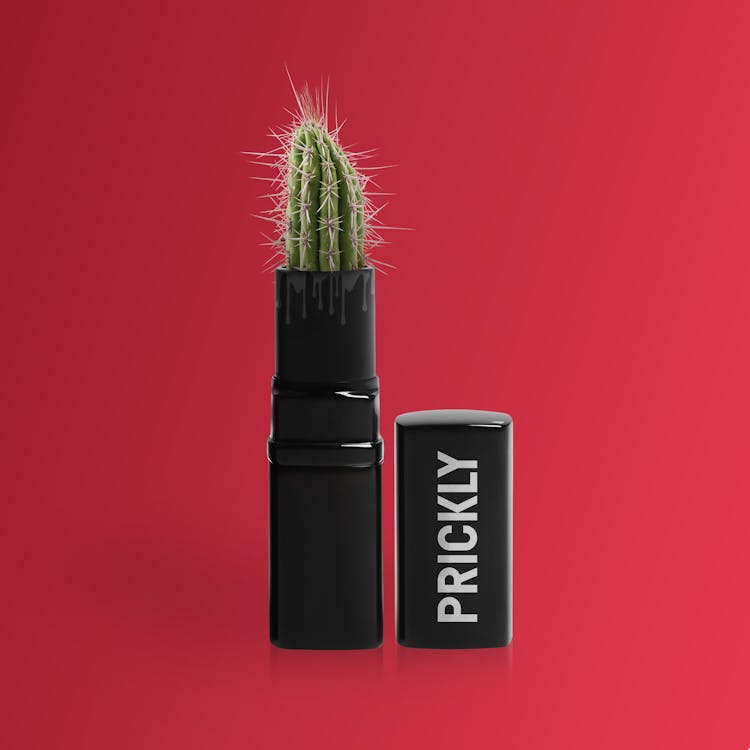 Green Prickly Lipstick With Cactus Plant