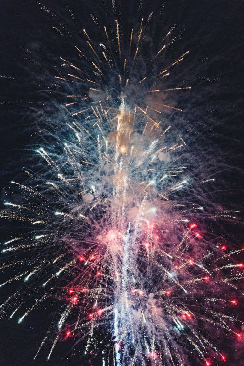 Free Colorful fireworks bursting in the night sky, creating a vibrant spectacle. Stock Photo