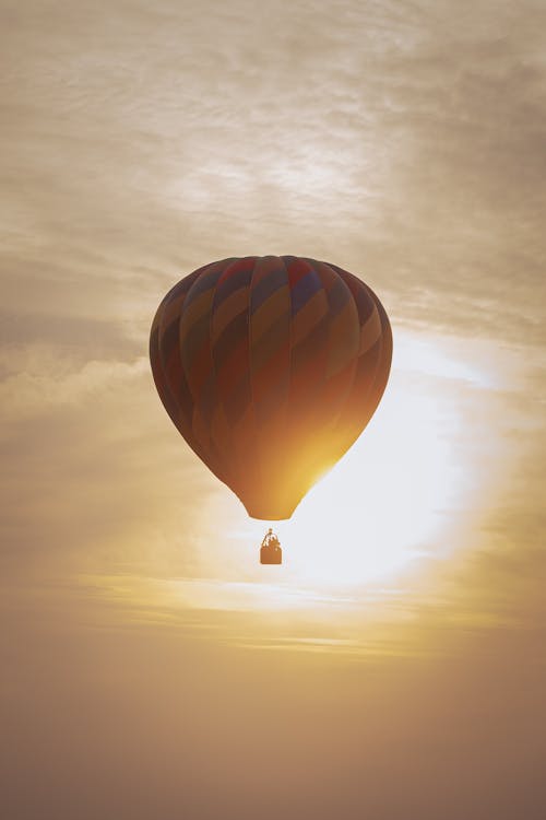 Hot Air Balloon Flying During Sunrise