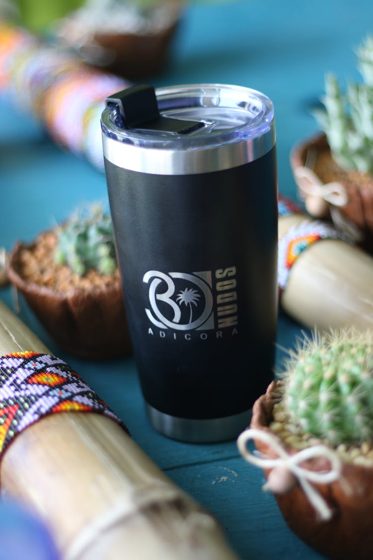 Close-up Of A Black And Silver Mug