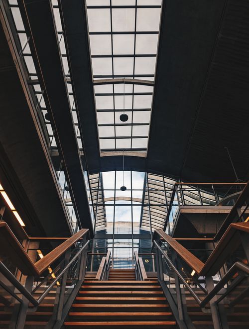 Free Elegant stairway leading to a glass skylight in Buenos Aires, showcasing modern architectural design Stock Photo
