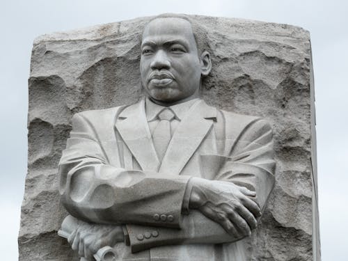 Sculpture of Martin Luther King, Jr. Memorial in Gray Concrete Wall 
