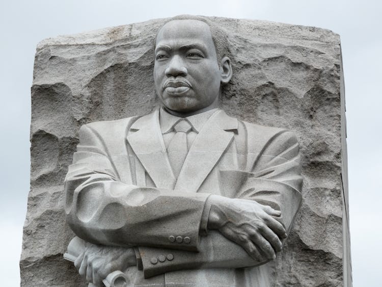 Sculpture Of Martin Luther King, Jr. Memorial In Gray Concrete Wall 