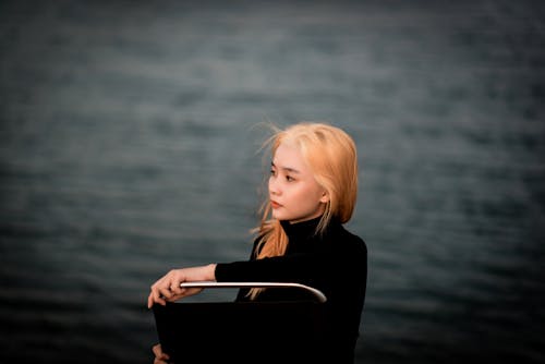 A Blond Woman Looking Away