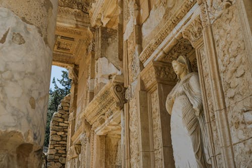Sculpture and Architectural Details on the Facade of the Library of Celsus