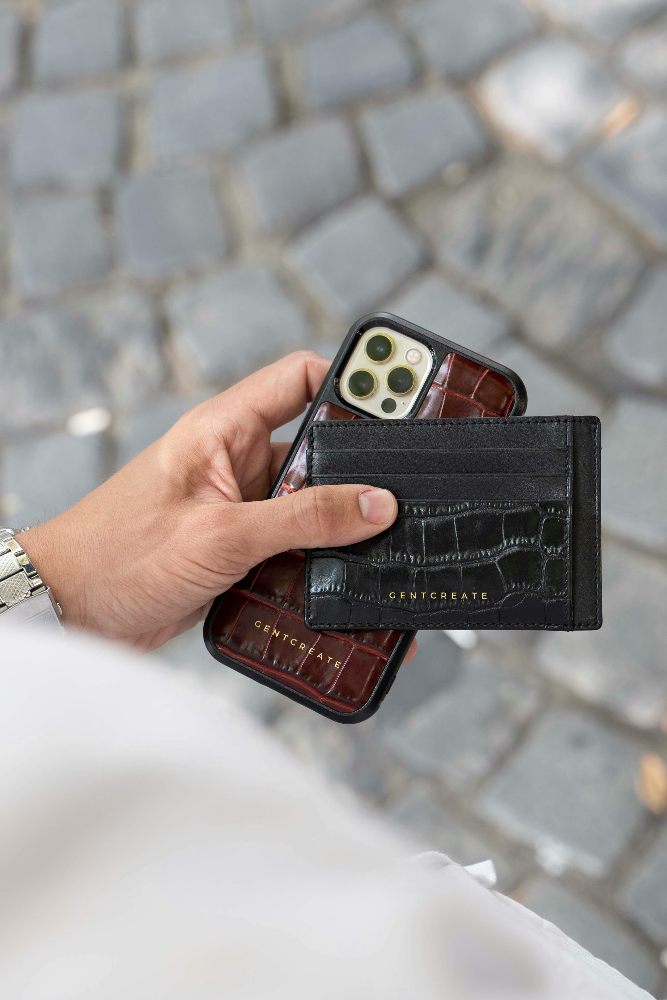 gentcreate leather phone case leather card holder
