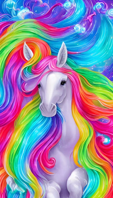 Rainbow Colorful Unicorn Horse