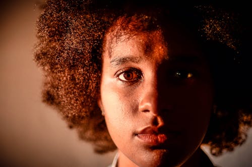 Foto d'estoc gratuïta de afro, cara, dona