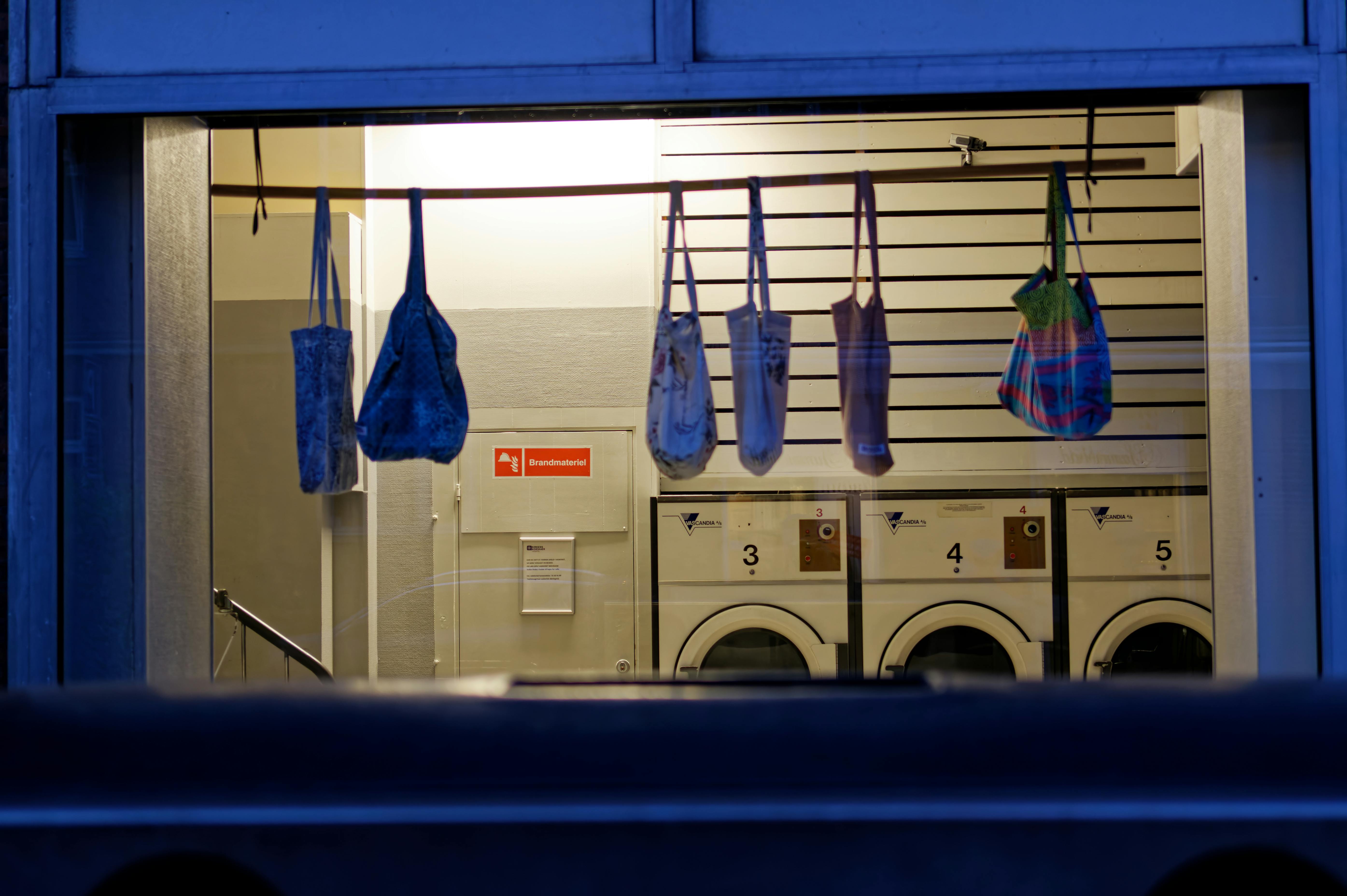 Tote Bags Air Drying in Laundry Room · Free Stock Photo
