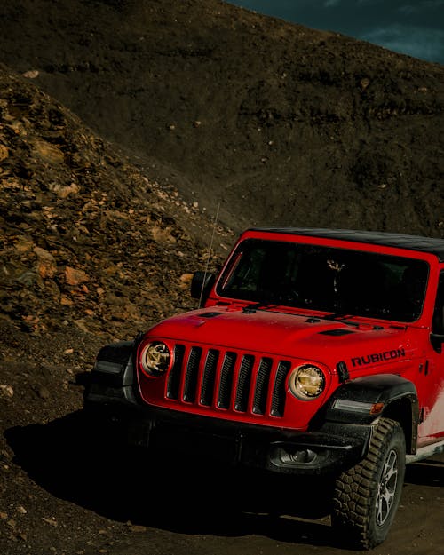 Red Jeep Wrangler in a Desert 