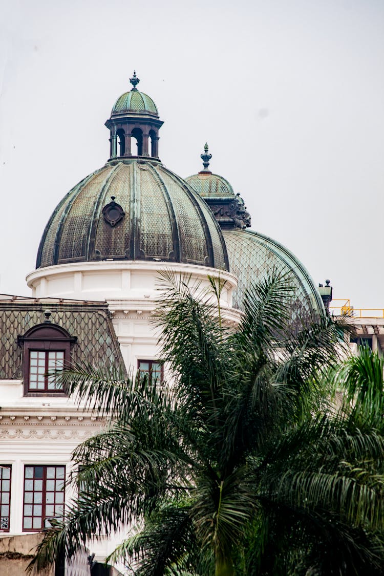 Old Church Domes On Sky Background