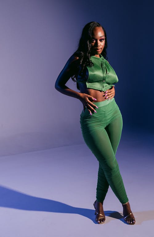 Woman in Green Outfit