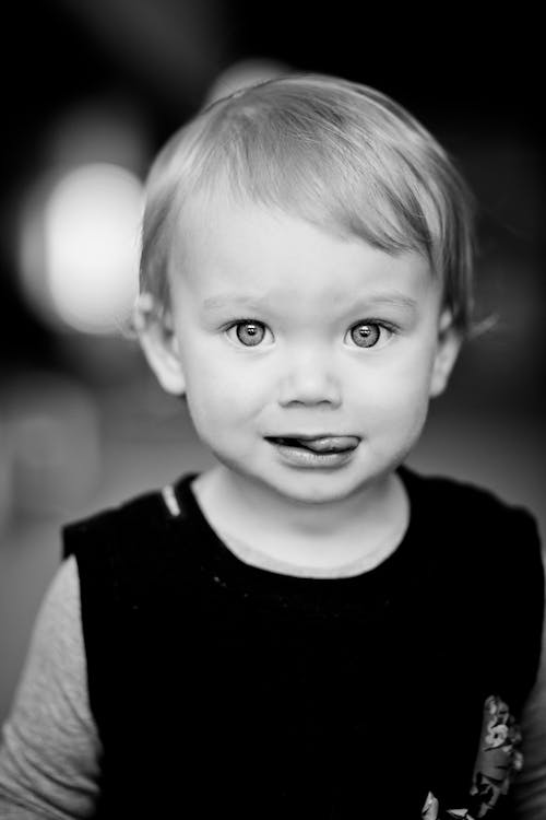 Black and White Photo of a Child