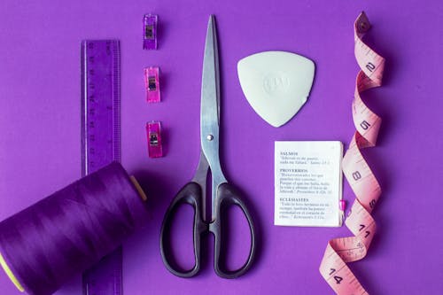 Sewing Tools on Purple Background