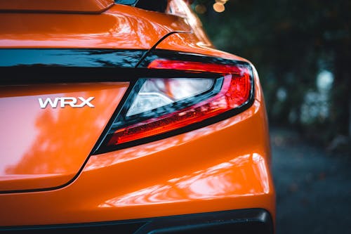 Close-up of an Orange Subaru WRX