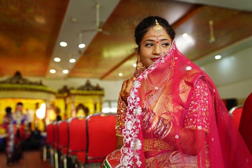 Woman in a Traditional Red Wedding Dress