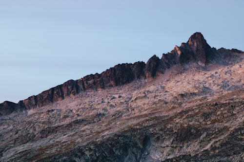 Brown Rocky Mountain Under a Clear Blue Sky