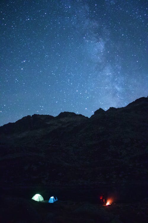 Free Starry Sky over a Mountain Stock Photo