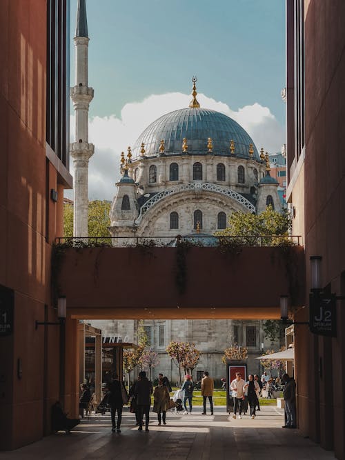 View of a Mosque and a Minaret from a Narrow Alley 