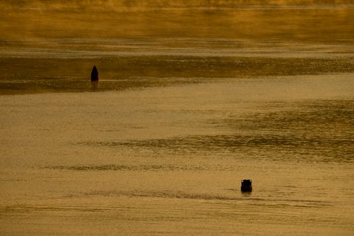 Free A tranquil view of a lake in Minnesota during sunset with calm waters and warm hues. Stock Photo