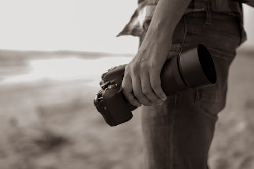 Close-Up Shot of a Person Holding a Camera