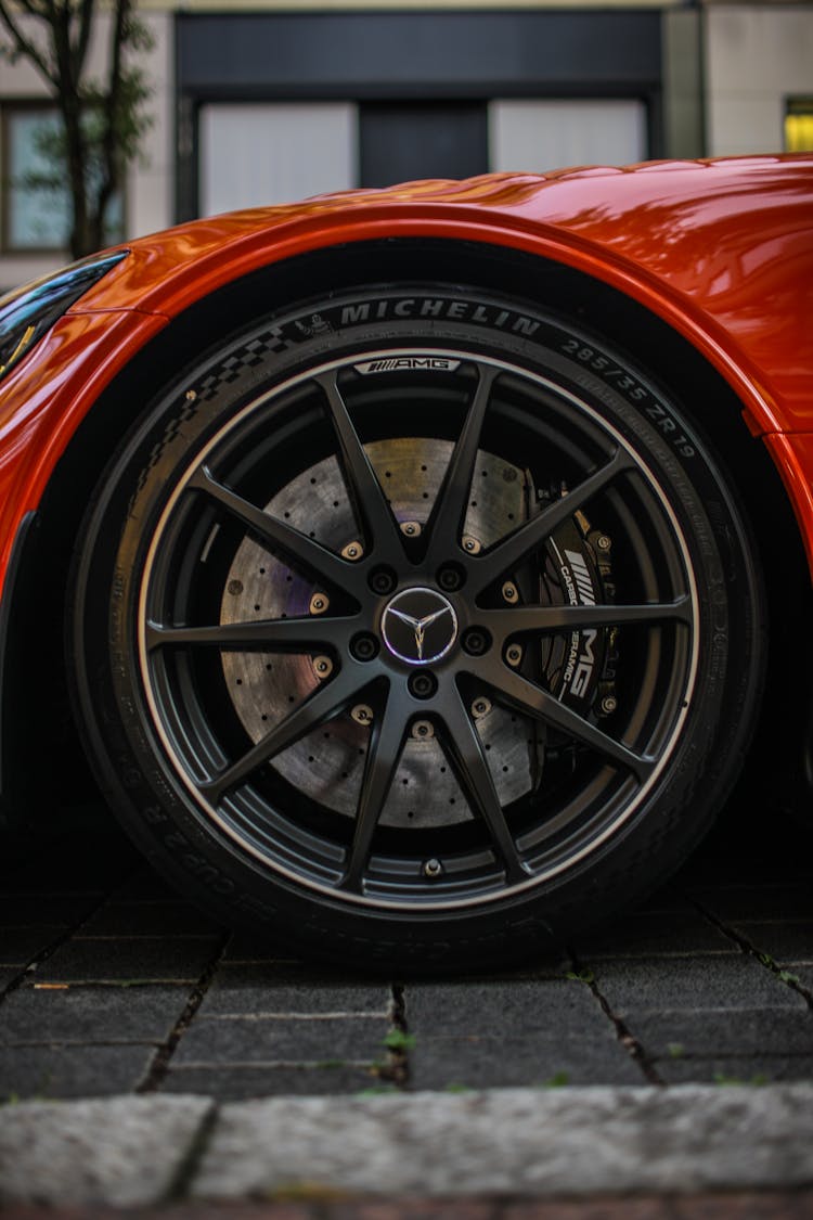 Michelin Tire Of Red Shiny Car