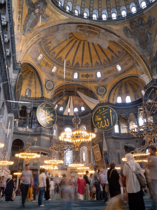 Free Captivating view of Hagia Sophia's grandeur in Istanbul, showcasing intricate decor and cultural significance. Stock Photo