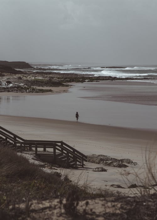 Free A Person Walking at a Beach Stock Photo