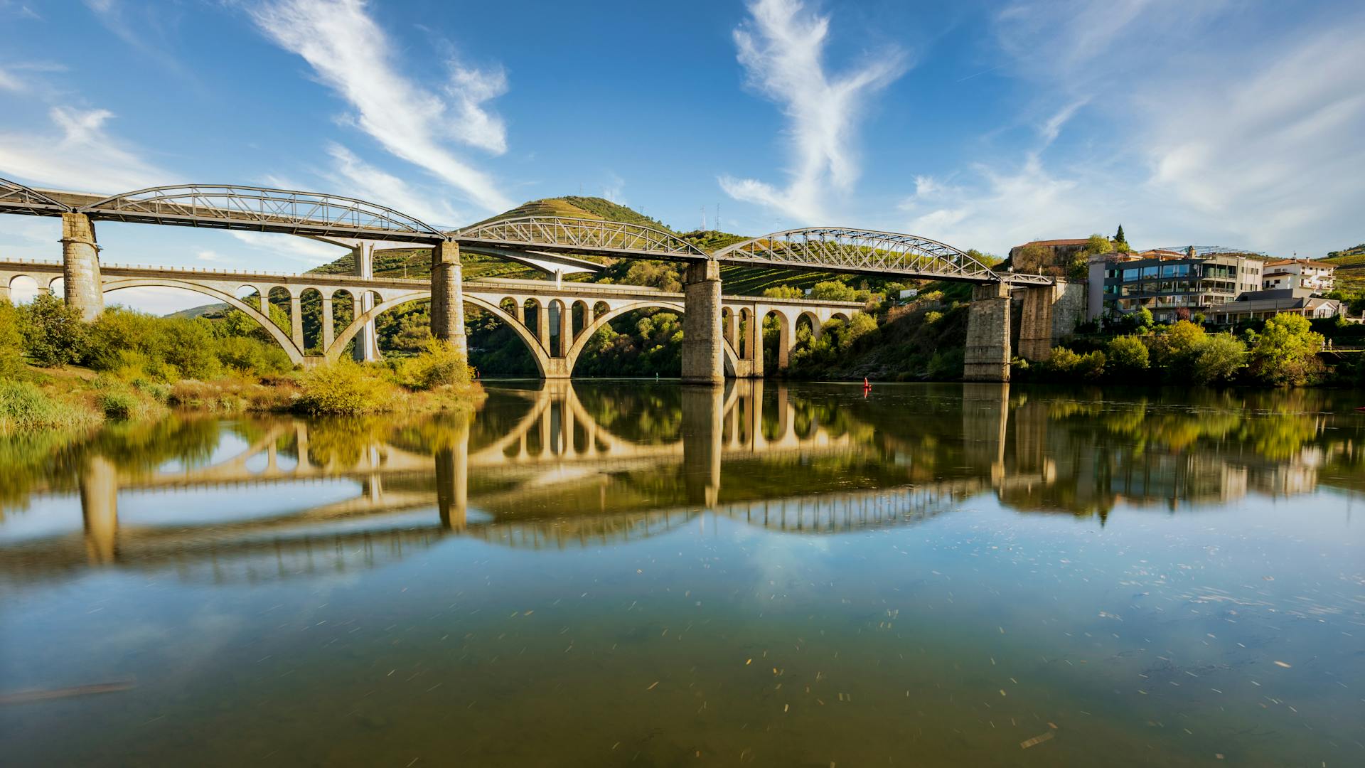 A Bridge over the Douro River in Peso da Regua, Portugal