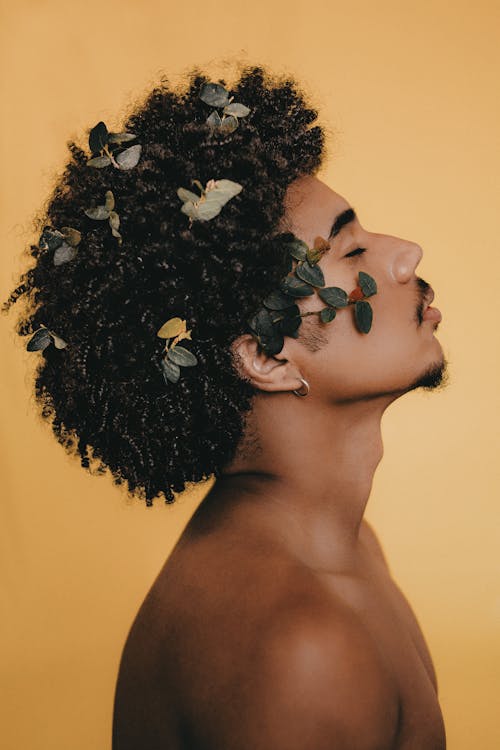 Photo of a Man with Leaves in his Hair 