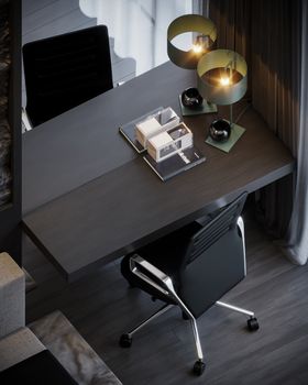 Stylish modern office setup with sleek desk, contemporary chair, and ambient lighting.. pexels, stylish, modern