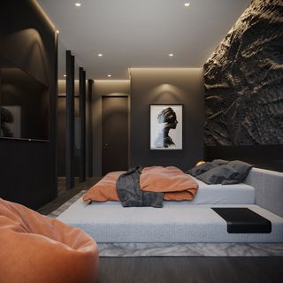 Dark-walled dorm interior — photo by Bilal Mansuri on Pexels