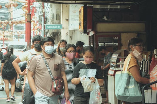 People with Face Masks on Street