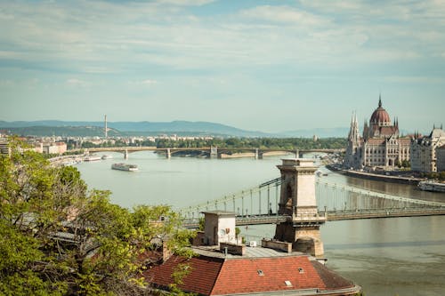 Δωρεάν στοκ φωτογραφιών με szechenyi αλυσίδα γέφυρα, αεροφωτογράφιση, Βουδαπέστη Φωτογραφία από στοκ φωτογραφιών
