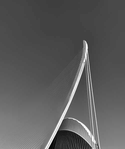 Free Black and white photo of a futuristic bridge in Valencia, Spain, showcasing contemporary design. Stock Photo