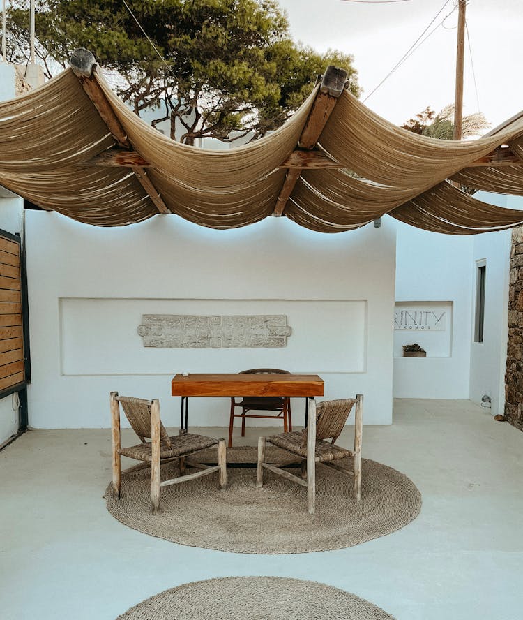 Furniture On A Terrace In A Villa On Mykonos, Greece 