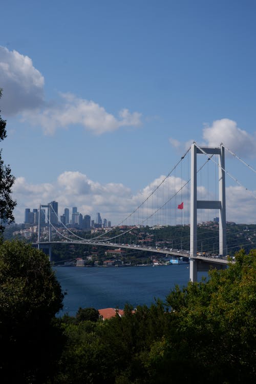 Darmowe zdjęcie z galerii z błękitne niebo, fatih sultan mehmet bridge, indyk