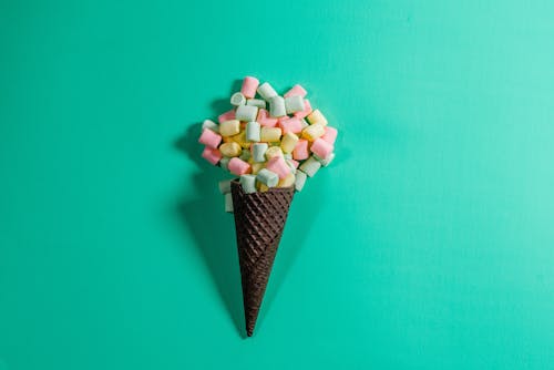 Photograph of an Ice Cream Cone with Marshmallows
