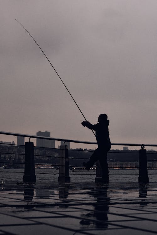 A Man Fishing on the Bridge