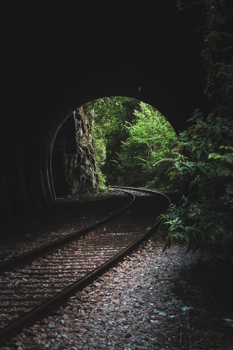 Train Track In A Tunnel