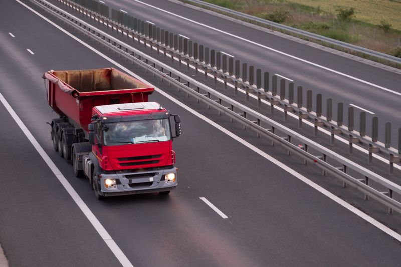 Dump truck on highway