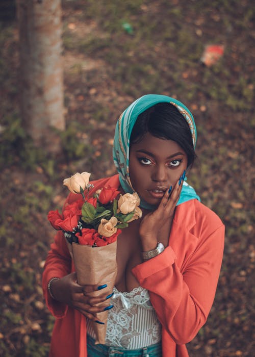 Portrait of a Woman Holding a Bouquet