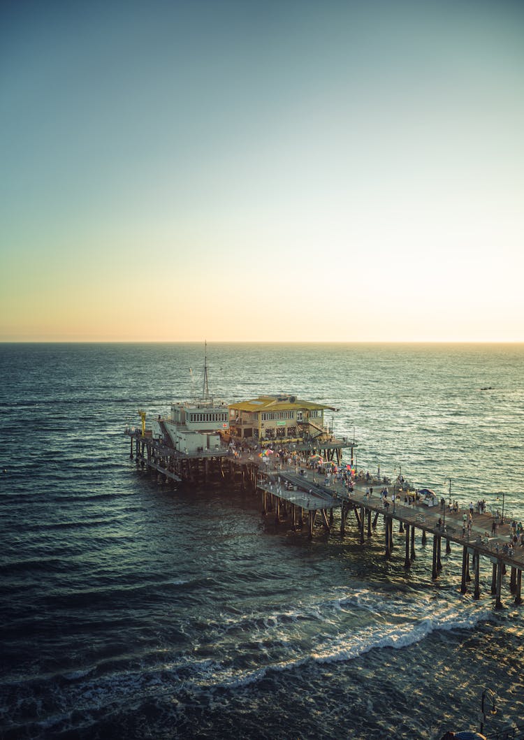 Aerial View Of Santa Monica Pier, California, USA