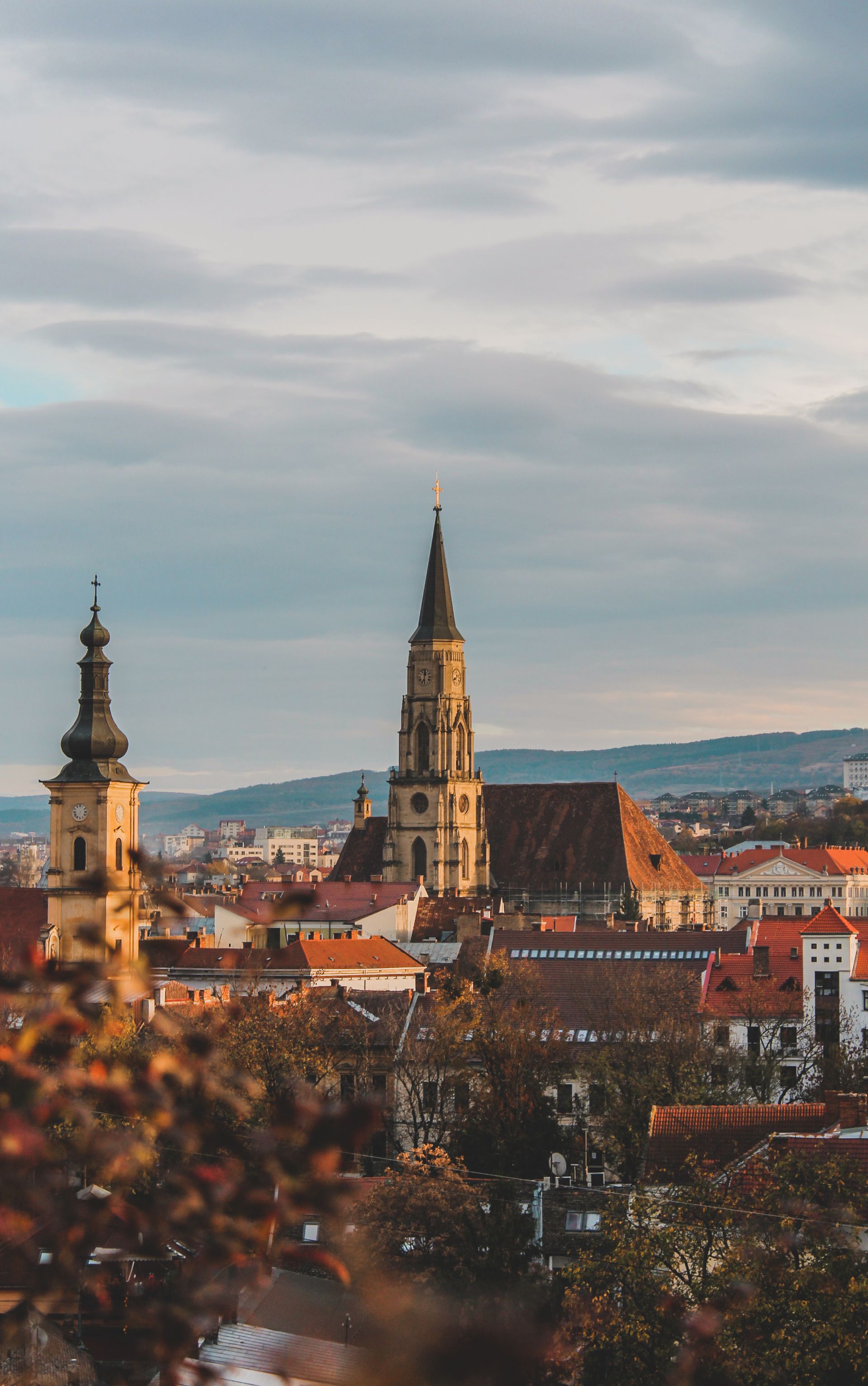 Skyline of Cluj-Napoca old town with St Michael’s Church.