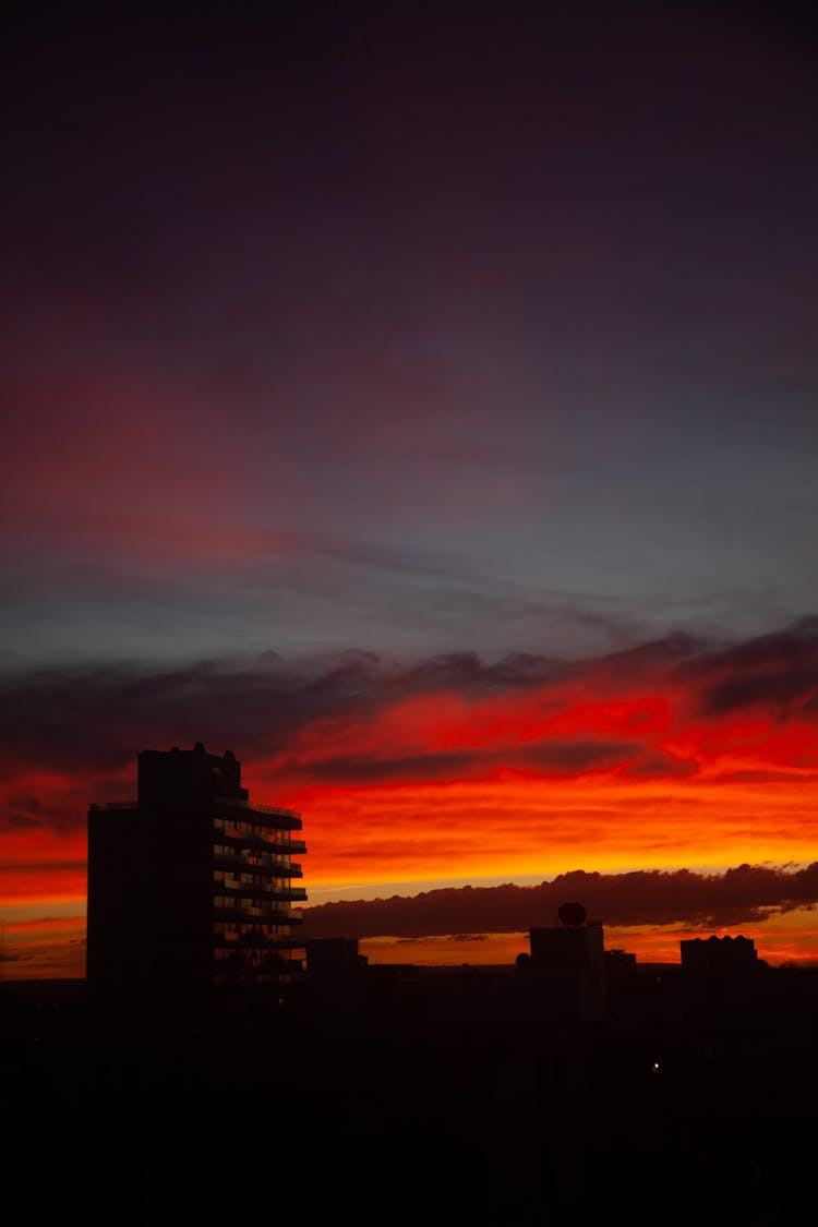 Silhouette Of A Building During Sunset